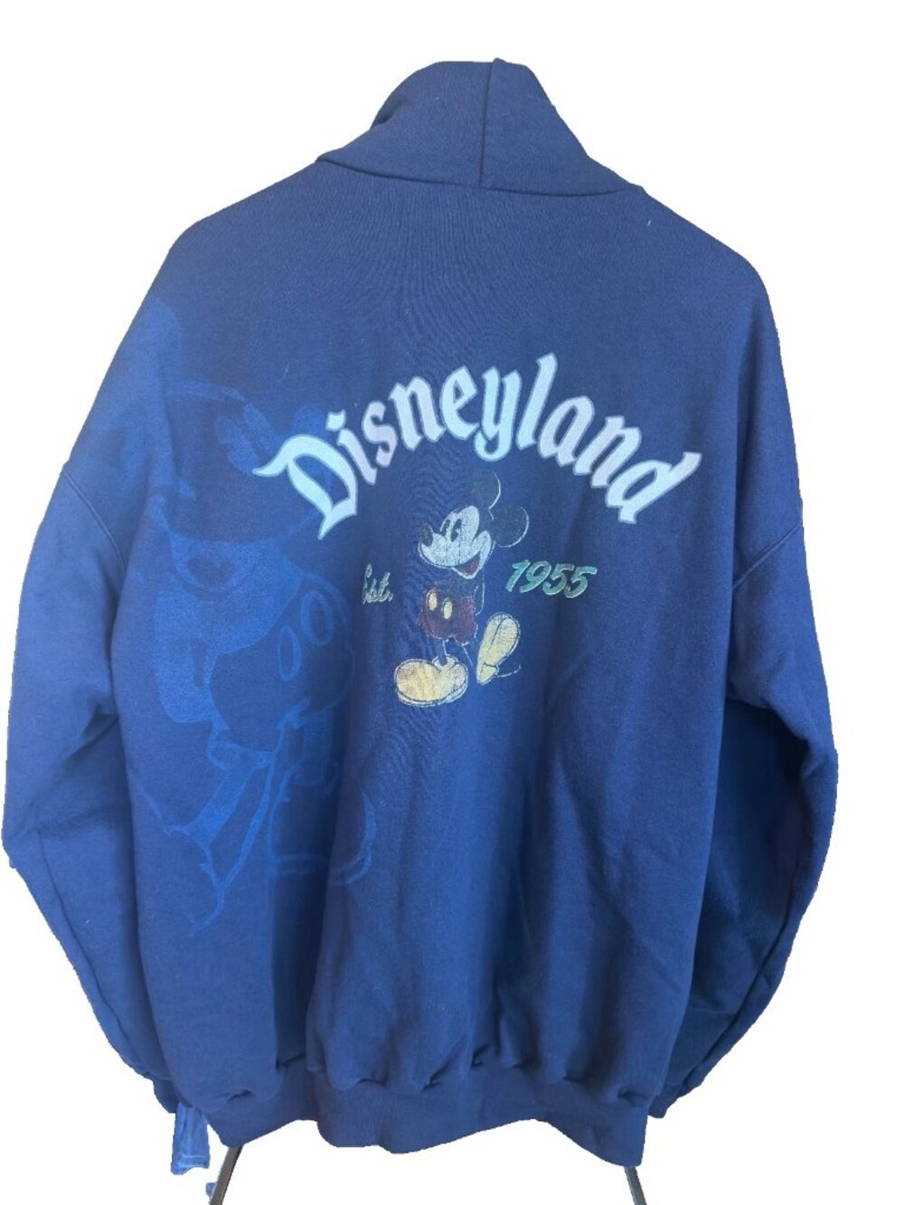 Disneyland Mickey Mouse Vintage Navy Full Zip Fleece Hoodie "Est. 1955" - Sz XL